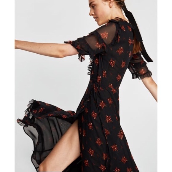 black floral dress zara